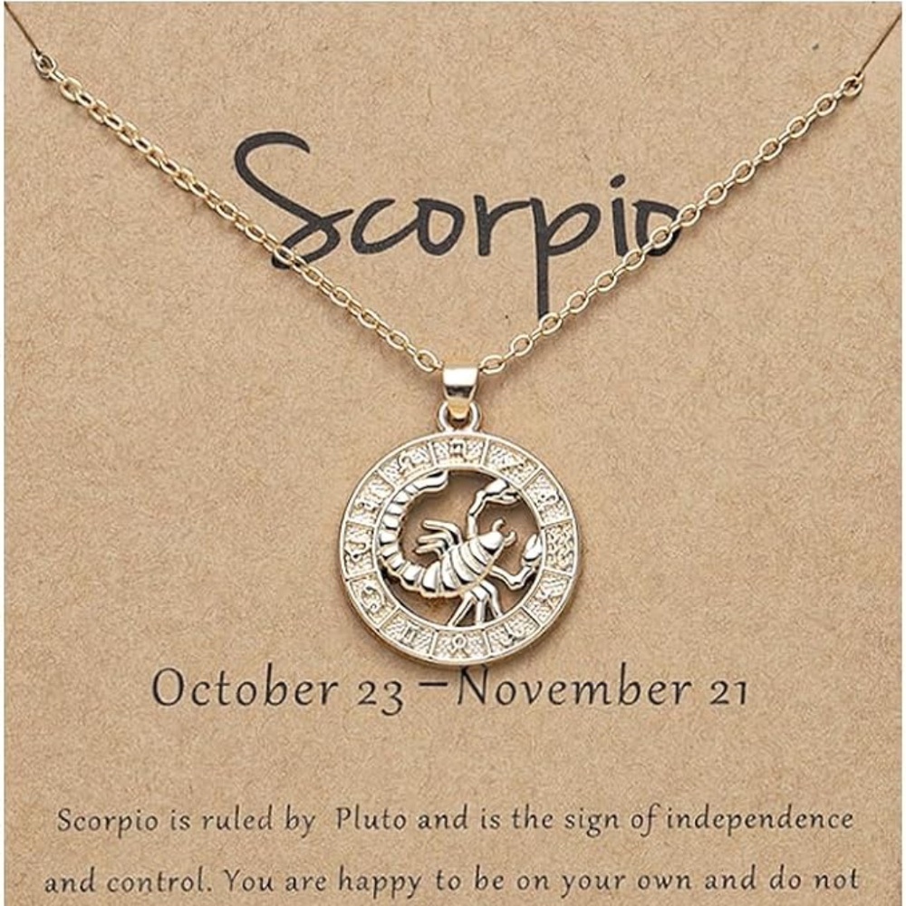 Scorpio  Zodiac Necklace Gold Painted Birthday Gift Christmas Gift